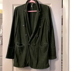 Free People Green Chenille Long Blazer Jacket Size Small